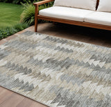 8' X 10' Taupe Beige And Tan Geometric Washable Indoor Outdoor Area Rug