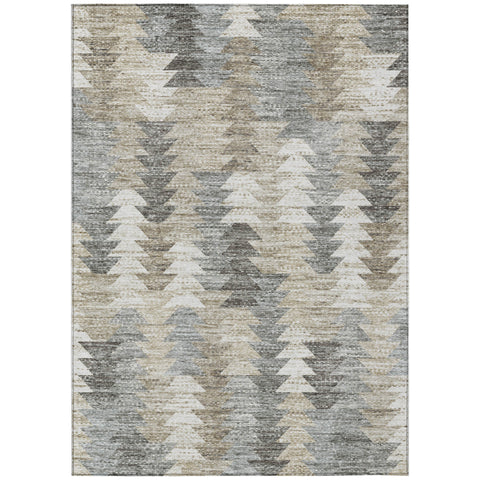 8' X 10' Taupe Beige And Tan Geometric Washable Indoor Outdoor Area Rug