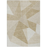 3' X 5' Beige Tan And Ivory Geometric Washable Indoor Outdoor Area Rug