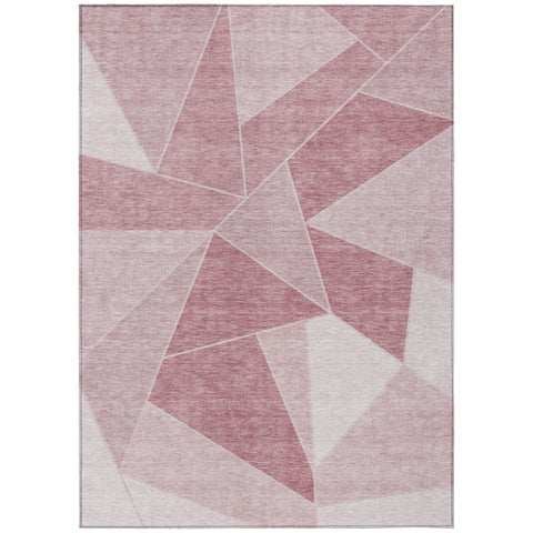 8' X 10' Blush Pink And Ivory Geometric Washable Indoor Outdoor Area Rug