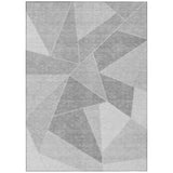 3' X 5' Gray Silver And Graphite Geometric Washable Indoor Outdoor Area Rug