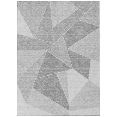 3' X 5' Gray Silver And Graphite Geometric Washable Indoor Outdoor Area Rug