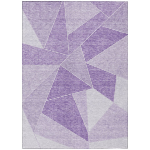 5' X 8' Lilac And Purple Geometric Washable Indoor Outdoor Area Rug