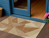 3' X 5' Orange Copper And Beige Geometric Washable Indoor Outdoor Area Rug
