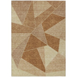 8' X 10' Orange Copper And Beige Geometric Washable Indoor Outdoor Area Rug