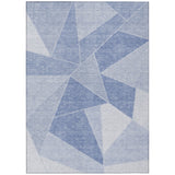 3' X 5' Sky Blue And Denim Blue Geometric Washable Indoor Outdoor Area Rug