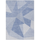 5' X 8' Sky Blue And Denim Blue Geometric Washable Indoor Outdoor Area Rug