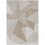 5' X 8' Taupe Brown And Beige Geometric Washable Indoor Outdoor Area Rug