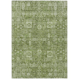 3' X 5' Artichoke Green And Ivory Oriental Washable Indoor Outdoor Area Rug