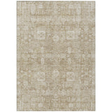 5' X 8' Beige Tan And Ivory Oriental Washable Indoor Outdoor Area Rug