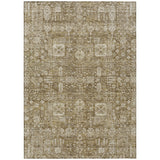 3' X 5' Brown Beige And Ivory Oriental Washable Indoor Outdoor Area Rug