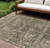 8' X 10' Coffee And Beige Oriental Washable Indoor Outdoor Area Rug