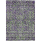 3' X 5' Fern Green And Purple Oriental Washable Indoor Outdoor Area Rug