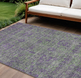 8' X 10' Fern Green And Purple Oriental Washable Indoor Outdoor Area Rug