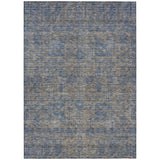 5' X 8' Khaki And Denim Blue Oriental Washable Indoor Outdoor Area Rug
