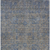 8' X 10' Khaki And Denim Blue Oriental Washable Indoor Outdoor Area Rug