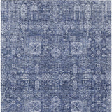 8' X 10' Navy Blue And Sky Blue Oriental Washable Indoor Outdoor Area Rug