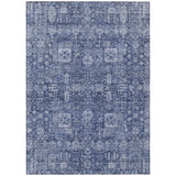 8' X 10' Navy Blue And Sky Blue Oriental Washable Indoor Outdoor Area Rug