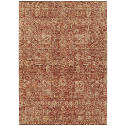 3' X 5' Orange Copper And Terra Cotta Oriental Washable Indoor Outdoor Area Rug