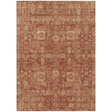 8' X 10' Orange Copper And Terra Cotta Oriental Washable Indoor Outdoor Area Rug