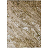 3' X 5' Brown Tan And Beige Abstract Washable Indoor Outdoor Area Rug
