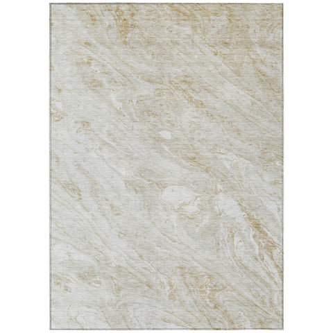 3' X 5' Ivory Beige And Tan Abstract Washable Indoor Outdoor Area Rug
