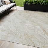 8' X 10' Ivory Beige And Tan Abstract Washable Indoor Outdoor Area Rug