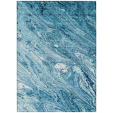 3' X 5' Sky Blue And Navy Blue Abstract Washable Indoor Outdoor Area Rug