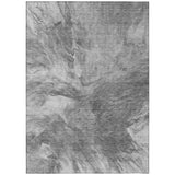 3' X 5' Gray Silver And Charcoal Abstract Washable Indoor Outdoor Area Rug