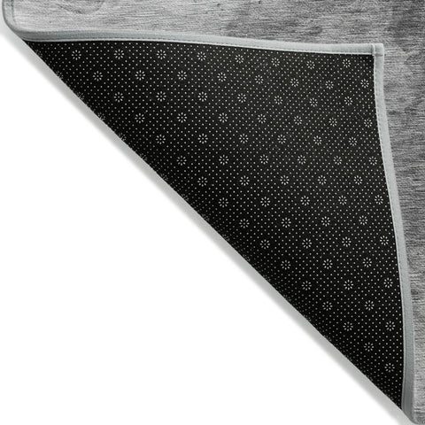 8' X 10' Gray Silver And Charcoal Abstract Washable Indoor Outdoor Area Rug