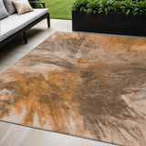 5' X 8' Orange Copper And Terra Cotta Abstract Washable Indoor Outdoor Area Rug