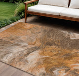 8' X 10' Orange Copper And Terra Cotta Abstract Washable Indoor Outdoor Area Rug