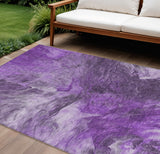 8' X 10' Purple Lilac And Eggplant Abstract Washable Indoor Outdoor Area Rug