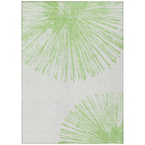 3' X 5' Artichoke Green And Ivory Abstract Washable Indoor Outdoor Area Rug