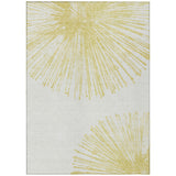 3' X 5' Beige And Ivory Abstract Washable Indoor Outdoor Area Rug