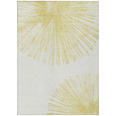3' X 5' Beige And Ivory Abstract Washable Indoor Outdoor Area Rug
