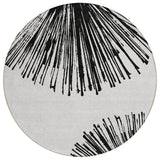 8' Black And Ivory Round Abstract Washable Indoor Outdoor Area Rug