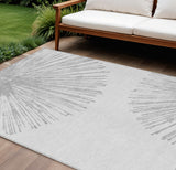8' X 10' Gray And Ivory Abstract Washable Indoor Outdoor Area Rug