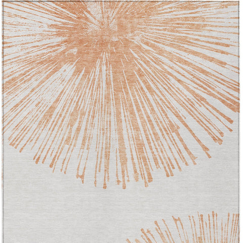 5' X 8' Salmon And Ivory Abstract Washable Indoor Outdoor Area Rug