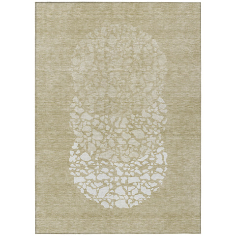 3' X 5' Beige Tan And Taupe Abstract Washable Indoor Outdoor Area Rug