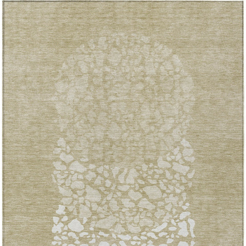 5' X 8' Beige Tan And Taupe Abstract Washable Indoor Outdoor Area Rug