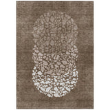 3' X 5' Chocolate And Taupe Abstract Washable Indoor Outdoor Area Rug