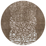8' Chocolate And Taupe Round Abstract Washable Indoor Outdoor Area Rug