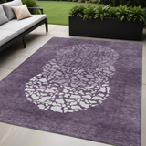 5' X 8' Eggplant Purple And Lilac Abstract Washable Indoor Outdoor Area Rug