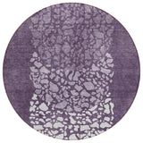 8' Eggplant Purple And Lilac Round Abstract Washable Indoor Outdoor Area Rug