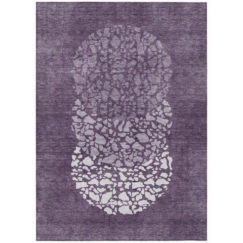 8' X 10' Eggplant Purple And Lilac Abstract Washable Indoor Outdoor Area Rug