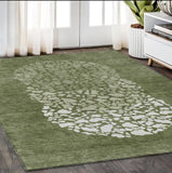 5' X 8' Olive Green And Artichoke Green Abstract Washable Indoor Outdoor Area Rug