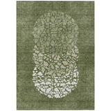 5' X 8' Olive Green And Artichoke Green Abstract Washable Indoor Outdoor Area Rug