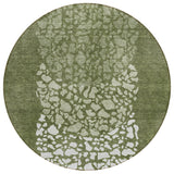 8' Olive Green And Artichoke Green Round Abstract Washable Indoor Outdoor Area Rug