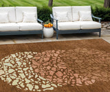 8' X 10' Orange Terra Cotta And Ivory Abstract Washable Indoor Outdoor Area Rug
